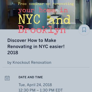 FREE Seminar at Knockout Renovation on April 24, 2018